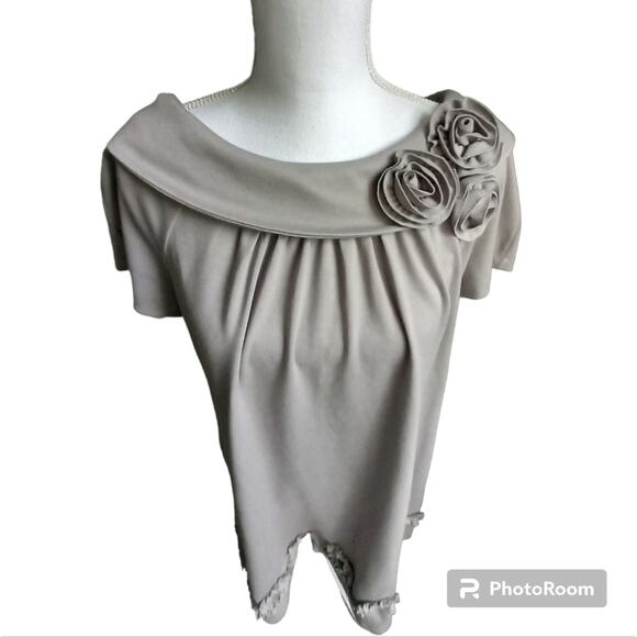 R & M Richards 60's style dress! Gray with flower embroidery Size 14 - Picture 2 of 15